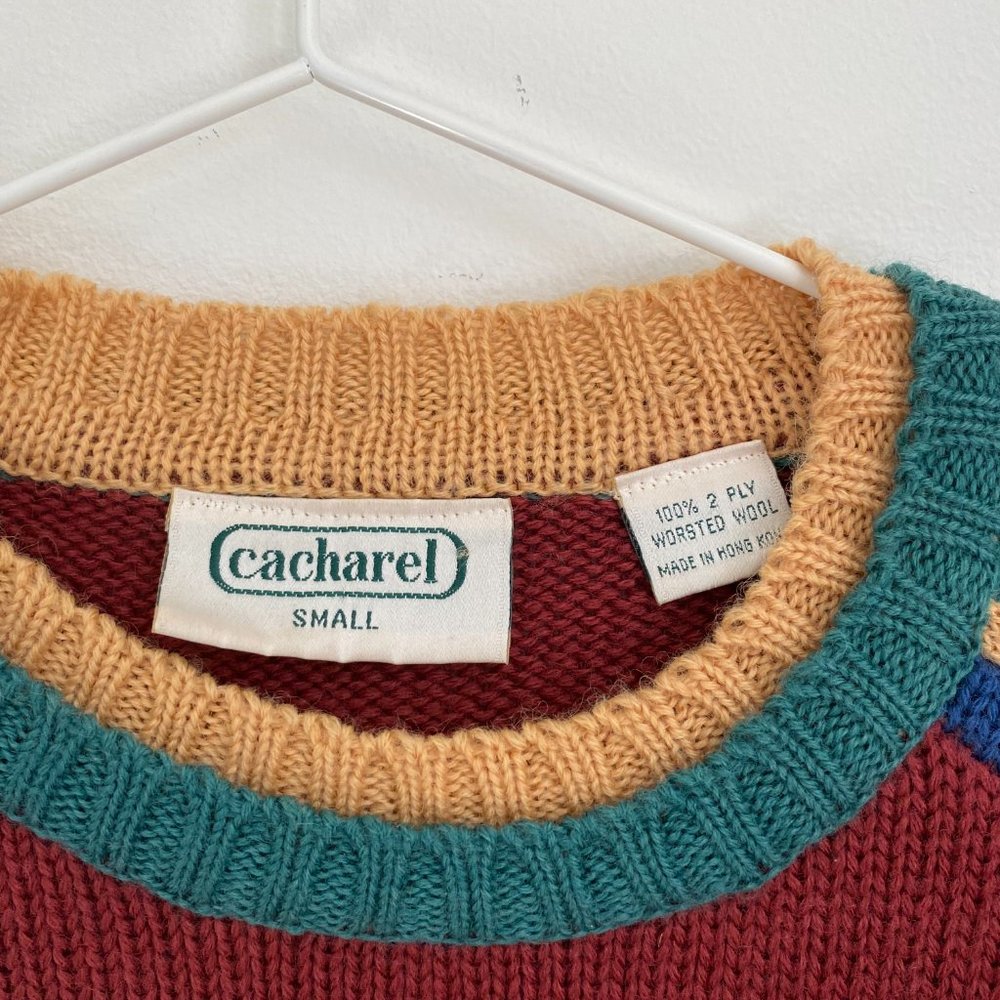 Cacharel Vintage Color Block Wool Sweater - Picture 5 of 6
